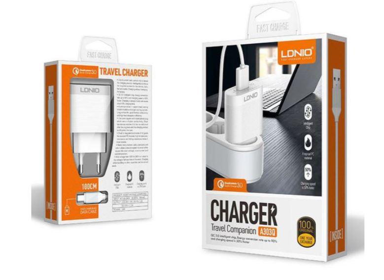 LDNIO 3A Travel Charger with Micro USB Cable EU (A303Q) – White